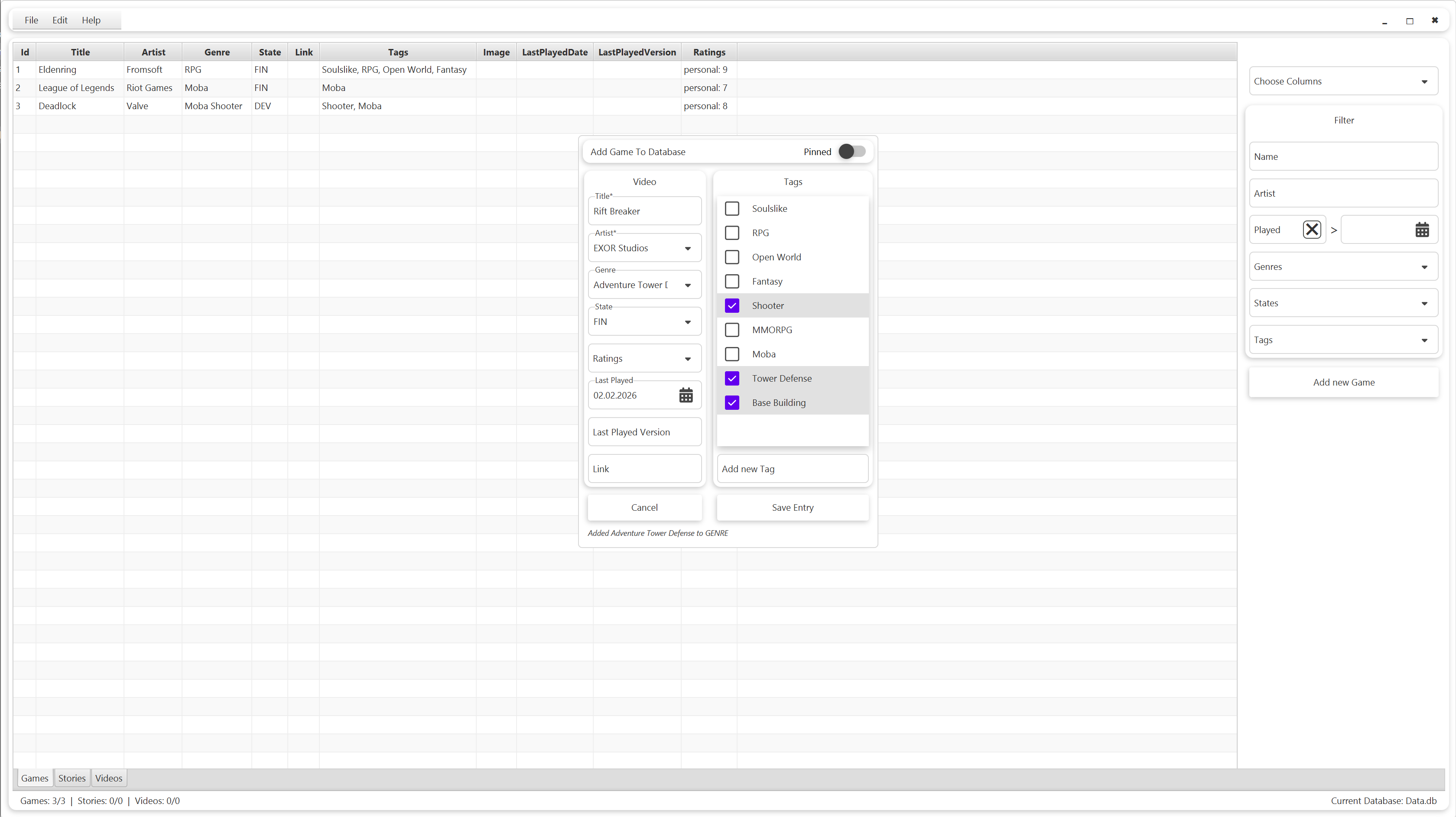 Database — Screenshot 1